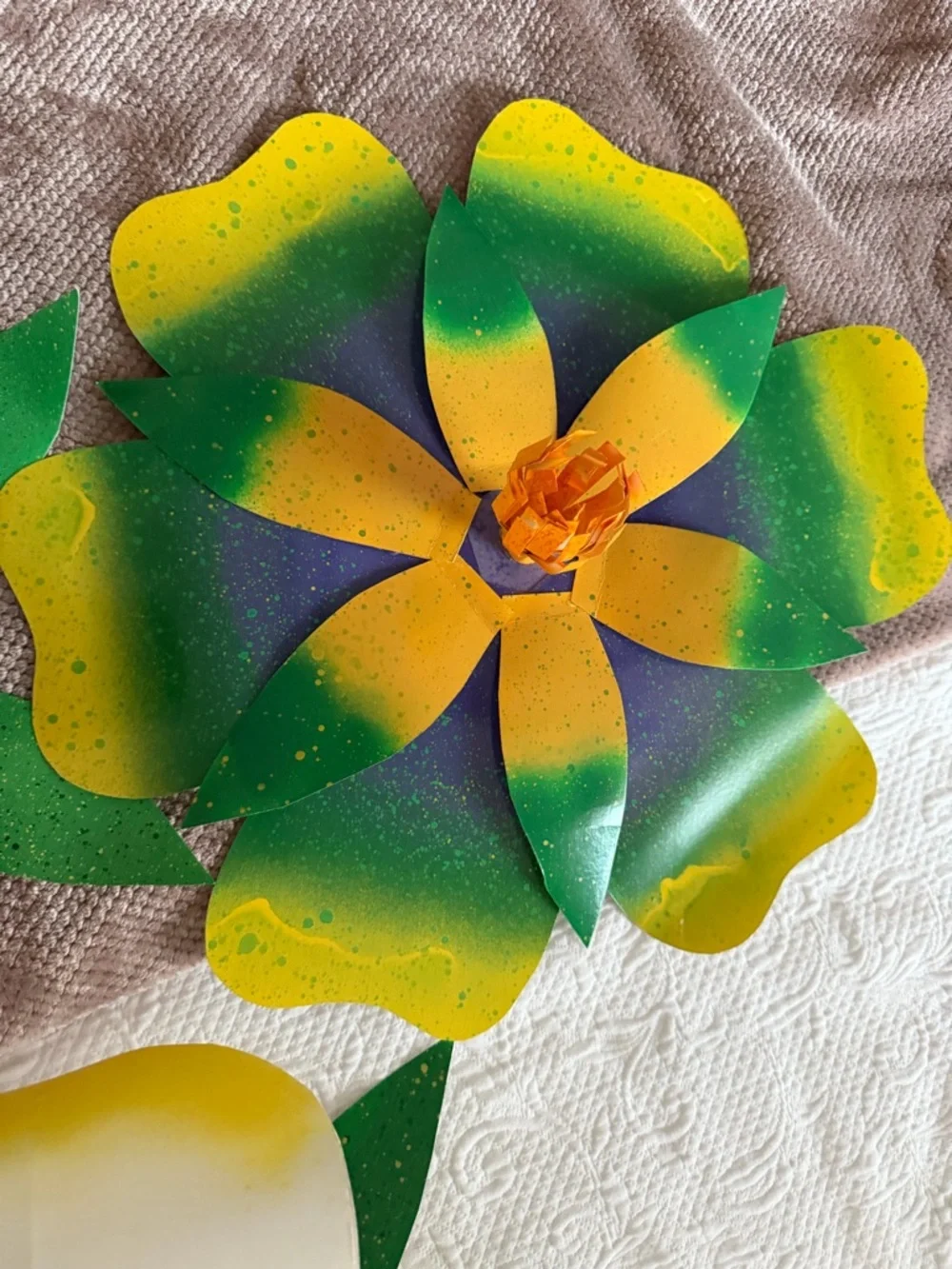 Handmade Decorative paper Flower Wall Art bundle of 4 Mardi Gras